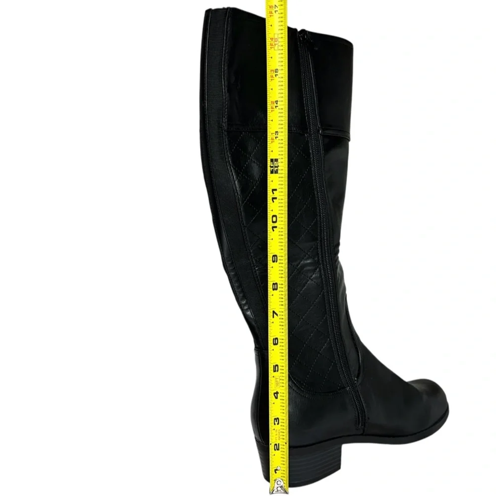 LIZ CLAIBORNE Women’s Torino Riding‎ Boot Memory Foam Wide Calf Zipper Black 11W